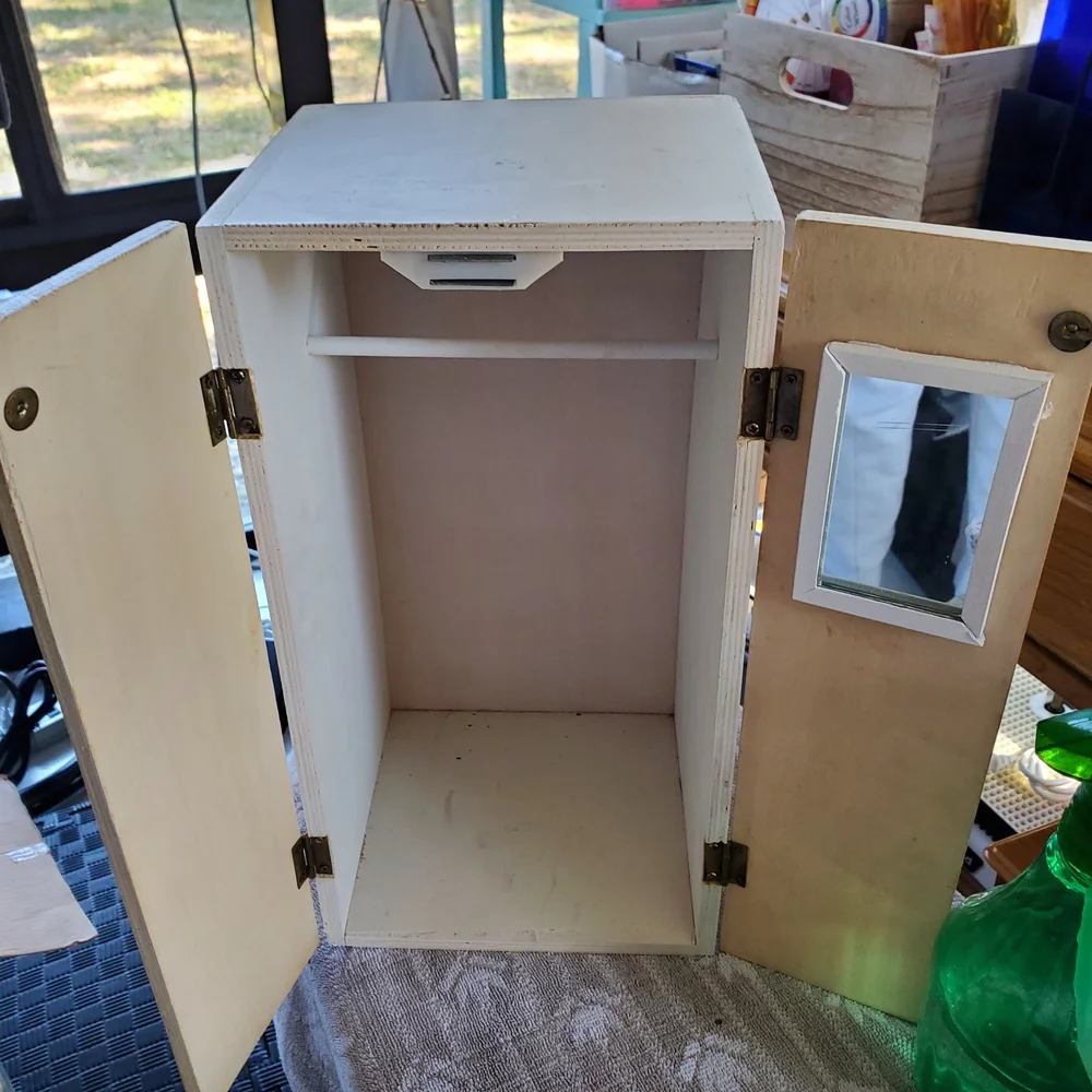Elegant White Doll Wardrobe with Mirror
